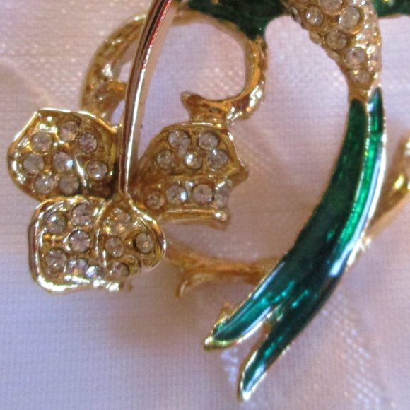 VINTAGE HUMMINGBIRD CRYSTAL BROOCH - Picture 5 of 6